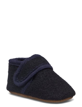 Melton Classic Wool Slippers - Navy - 23/24