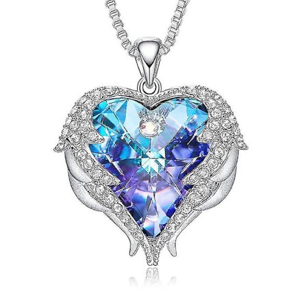 Angel Wing kärlek hjärta halsband för kvinnor, alla hjärtans presenter till fru flickvän