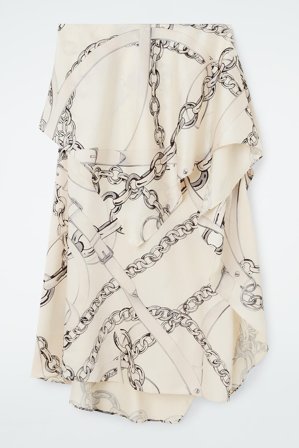 COS Women's Asymmetric Draped Skirt in White