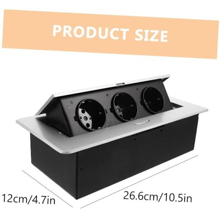 USB Grenuttag med 3 Uttag u0026 1,5m Kabel - Dold Pop-Up Uttag för Skrivbord - Kompatibel med Flera Enheter - Silver