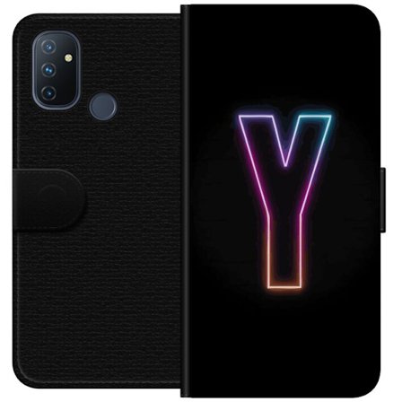 Kompatibelt Lommeboketui til OnePlus OnePlus Nord N100 Minimalistisk neonbokstav Y i fargeskiftende lys mot svart bakgrunn