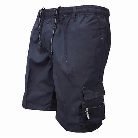 Herre Ensfargede Cargo Shorts med Snøring Sommer Ferie Strand Casual Multi-lommer Elastisk Midje Shorts