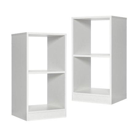 Bokhylla i trä med 2 våningar och tippskydd, vit