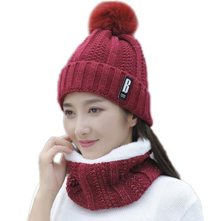 Kvinnor Flätad Hatt Kit Girl Warm Cap Scarf Set Virkad Skalle