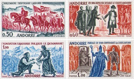 Fransk Andorra 1963-1964 - MICHEL 180, 181, 183-184 - Postfrisk