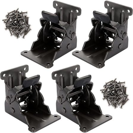 4 stk. Foldbare Bordben, 90 Graders Foldbare Møbelbenshængsler, Foldbare Bordbensbeslag med Skruer, Selvlukkende Hængseludvidelsesstøtte til