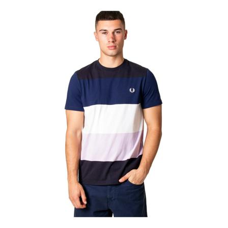 Fred Perry, Bold Stripe T-Shirt Blauw, Heren, Maat:M