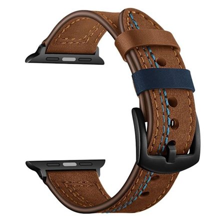 Apple Watch Series 5 40mm stitches ægte læder Urrem - Brun