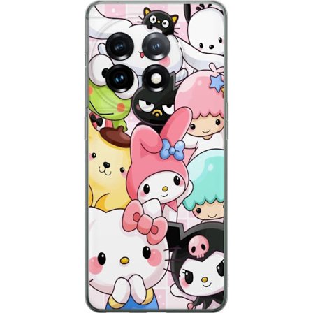 Kompatibelt Mobildeksel til OnePlus 11 Tett mønster av søte figurer med store øyne i ulike farger og uttrykk med LABUBU-tekst