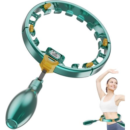 Pilatesring med Kalorietæller, Hulahopring, Pilatesring fleksibilitetstræning, Træningsring justerbar, Grøn, til hjemmegym
