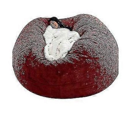 Lat soffa Sittpuff Konstgjord päls Sittpuff Bönpåse Soffa (135cm*65cm vinröd)