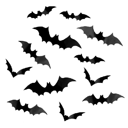 12x Fladdermöss, Dekoration - Halloween Svart