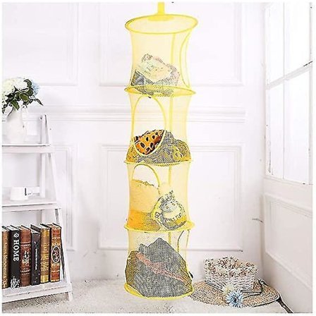 Hængende Net Opbevaringskurv 4-lags Sammenklappelig Legetøjsopbevaringspose