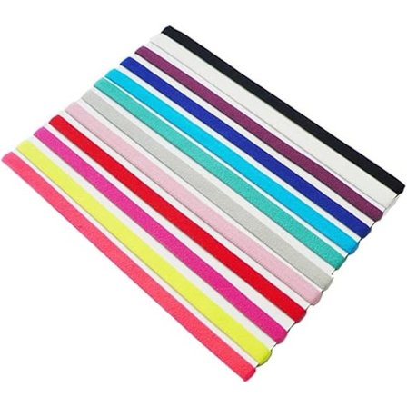 12 st sportpannband smala hårband, tunna smala band med silikonfodrat svettband