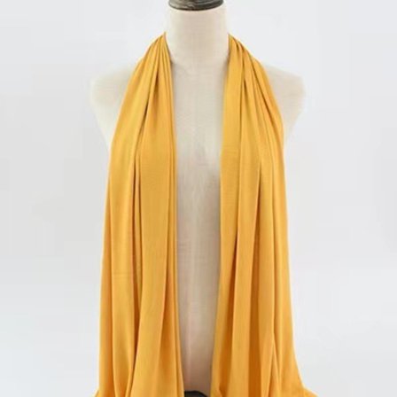 Enfärgad stickad scarf i bomull för kvinnor, huvudduk med silkesbomullskant, lång scarf