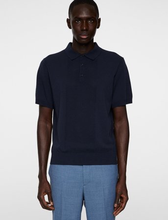 J. Lindeberg Reymond Solid Stripe Polo - Navy - XL