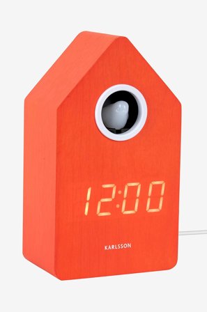 Karlsson - Vekkerklokke Cuckoo -LED - Orange - Veggklokker & bordklokker - Fra Homeroom