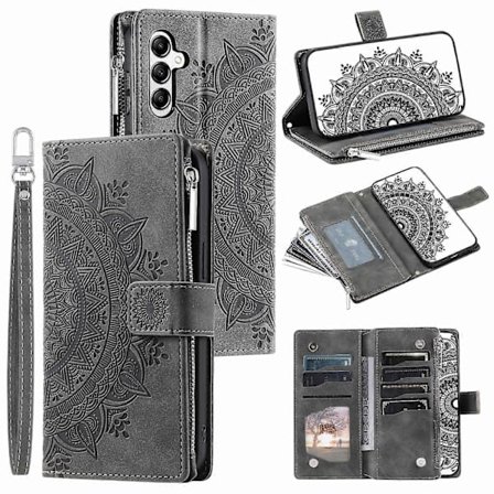 Style 006 til Samsung Galaxy A26 5G Wallet Case PU Læder Telefon Cover Mandala Blomster Mønster - [DB]