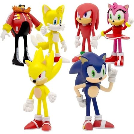 Sonic Actionfigurer, 3,2 tommer høye, Sonic-leker, Sonic Actionfigur Samleobjekter (Pakke med 6)