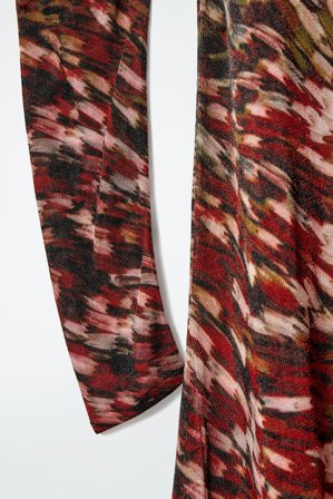 COS Women's Maxi Abito In Maglia Semitrasparente Con Stampa in Rosso