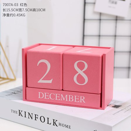 Vintage trækalender, evig bordkalender i smarte blokke,