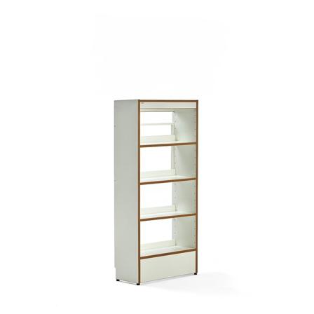 Library bookshelves STORY, basic, single-sided, 1600x747x305 mm, 4 shelves, white