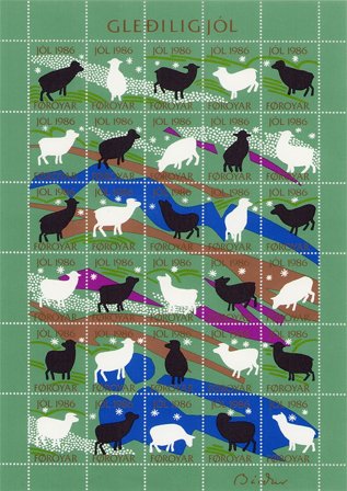 Færøerne - julmärkeark 1986 - Takket - Ubrugt eller foldet