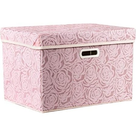 Pink Store Sammenklappelige Opbevaringskasser med Låg [1 Pakke] Dekorativ Stof Opbevaringskasse Terning Organizer 25x20x17 cm