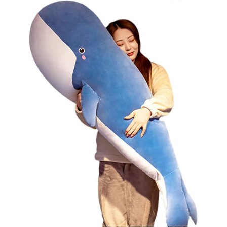 Blåhval Stoffdyr, Store Stoffdyr, Søt Hval Plysj Leke, Supermyk Blåhval Lang Plysj Kroppspute, Lekegave til Jenter Gutter 47.2IN (