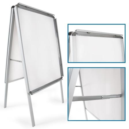 tectake Affischställ A1 i aluminium, dubbelsidigt 120 cm + 2 skyddsark grå