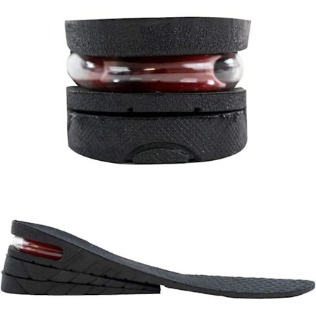 Med øget højde - 3-lags hælløft - Indlægssål til herresko - Komfortable indlægssåler til hælortopædi - Justerbar svangstøtte - Puder