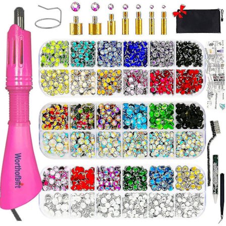 Rhinestone Setter, Applicator Toolkit, Hot Fixed Wand Bedazzler Kit, 4080st, Ab Crystal, Clear, 14 färger, 7 tips, 4 Gems storlekar, pincett,