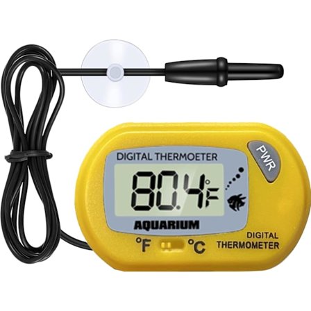 Akvarium Termometer gul - LCD Digital Akvarium Termometer med Sugekop og Immersion Probe til Akvarium, Terrarium