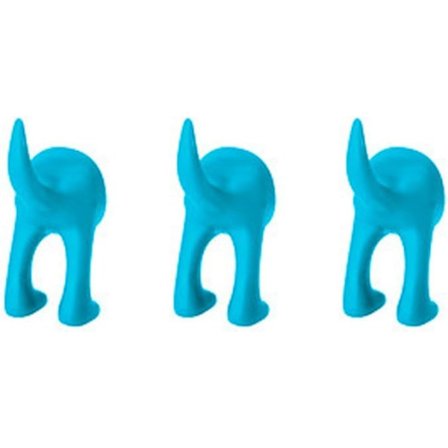 Sæt med 3 hundehale kroge hat frakke nøgle vægmonteret bøjle (blå)