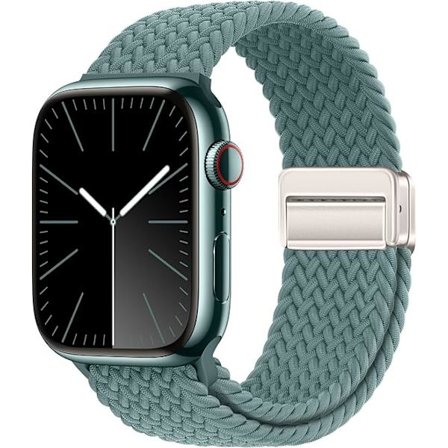 Kompatibel med Apple Watch-armband - Elastiskt magnetiskt nylonarmband för iWatch Series för män och kvinnor Grön 42/44/45/49 mm