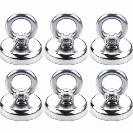 Magnetiska Krokar Neodymmagnet Magnetiska Krokar Magneter med Stark Krok 40KG Dragningskraft 32mm Diameter (6-pack)