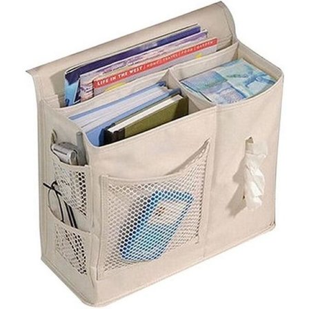 Sängförvaring 6 Fickor Sängmadrass Soffa Organizer Hängande Väska för Bok Fjärrkontroll Mobiltelefon Glasögonhållare Beige Ficka