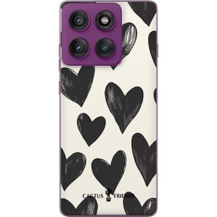Kompatibel Mobilcover til Motorola Motorola Edge 60 Pro Cactus and Friends - Bold Black Love Pattern