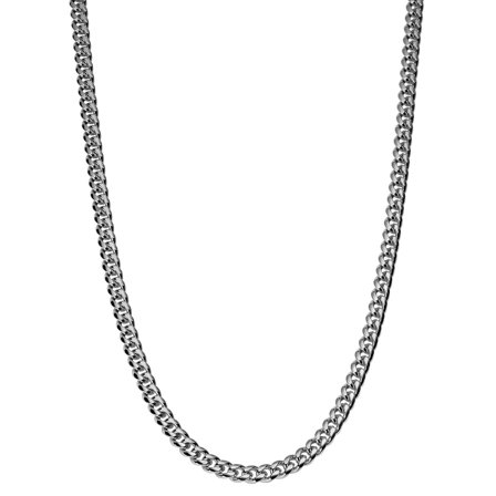 Argentia | 925s | 6mm Rhodium-Plated Sterling Silver Curb Chain Necklace for Men - Steel necklaces