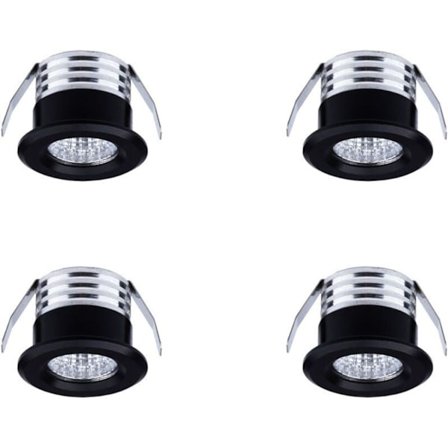 4 kpl mini LED upotettuja valaisimia, 3 W, lämmin valkoinen musta