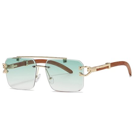 Retro Trätryck Fyrkantiga Solglasögon Kvinnor 2022 Rök Lyxmärke Designer Guld Lejon Dekoration Solglasögon Män