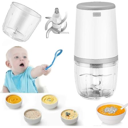 Mini Mixers för Bebis, Mini Matberedare, 300ml Bebismixer, Mini Elektrisk Hackare, Mini Matberedare med USB-laddning