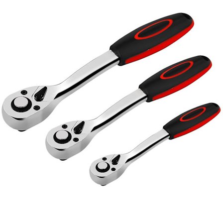 3 stk. Ratsjet Nøgle Sæt 1/4" 3/8" 1/2" Drev Stikdåse Sæt 72 Tænder Til Bilreparation