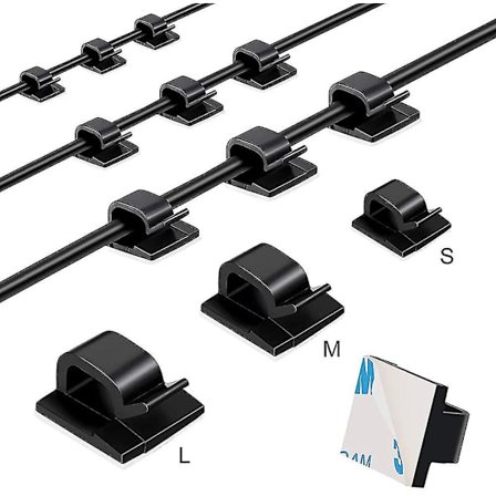 100 stk. selvklæbende kabelklemmer, lette klemmer, kabelklemmer, kabelstyring