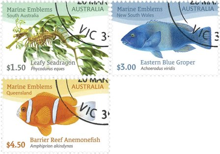 Australien - Fisk - Stemplet sæt 3v