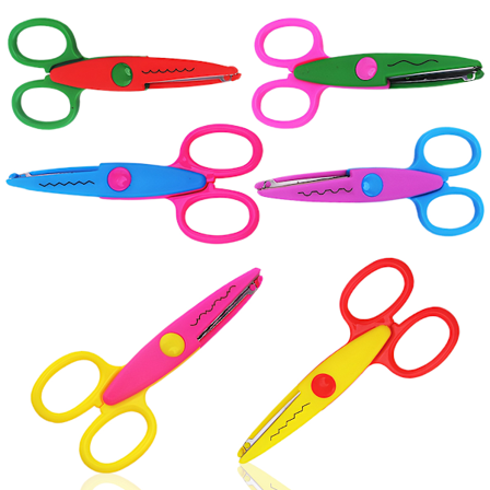 Lasten sakset, lasten sakset 6-pakkauksessa, lasten sakset aaltoterällä, aaltosakset, eri värejä