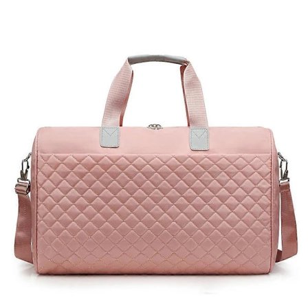 Reiseveske for kvinner, ryggsekk, duffelbag, stor kapasitet, håndbagasje, sportsbag, gymbag - Farge: Rosa