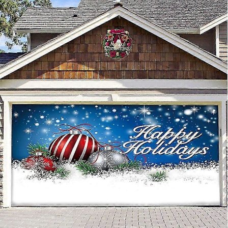 7x 4,9 m Glædelig Jul Julebanner Garageport Cover Stort Dør Cover