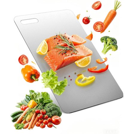 Titan Skærebræt 39x28 cm – Dobbeltsidet Køkkenbræt i Ren Titan, Fødevaresikker & Slidstærk