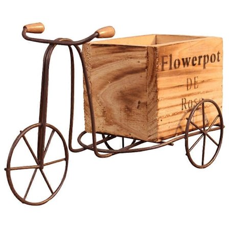 1 Sæt Jern Trehjulet Cykel Plantestativ Rustik Stil Blomsterpotte Cykel Plantekasse Holder Borddekoration